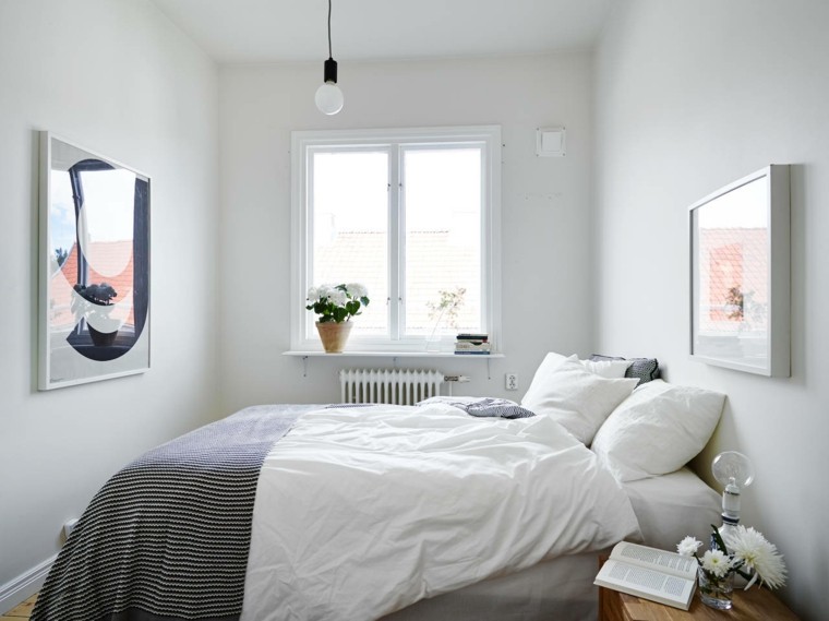 chambre à coucher design scandinave petit pot de fleur moderne