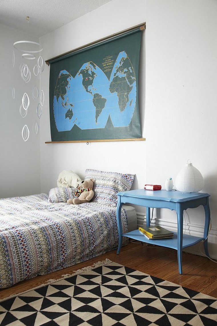 Návrh interiéru modré barvy nápady noční stolek
