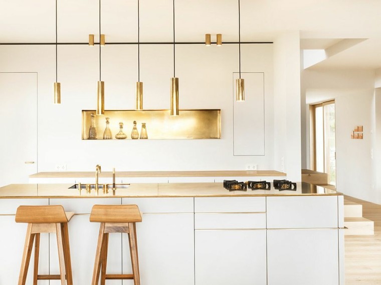 kuchyně v minimalistickém stylu skandinávské ostrovní nápady