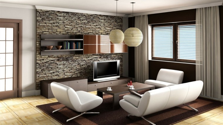 dekorace stěny skalní koule lampy obývací pokoj