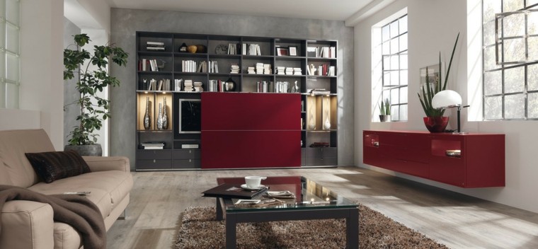 le salon moderne touche un design d'idée audacieuse rouge vif 