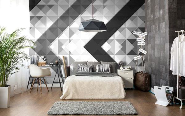 Décorez une chambre avec une peinture murale à motifs géométriques 
