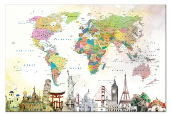 Peinture carte du monde bimago