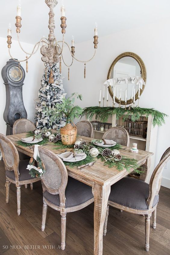 Comment décorer la salle à manger de Noël de style campagnard français