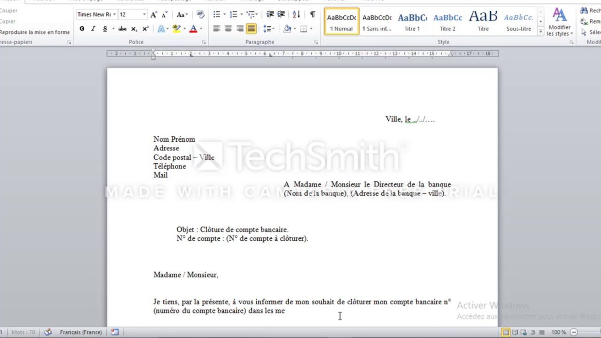 Comment rédiger une lettre de clôture d'un compte bancaire ?