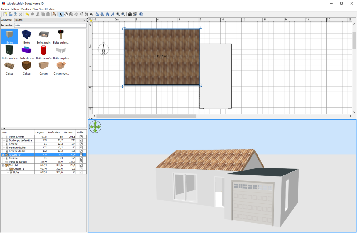 Comment mettre un toit plat sur Sweet Home 3D ?